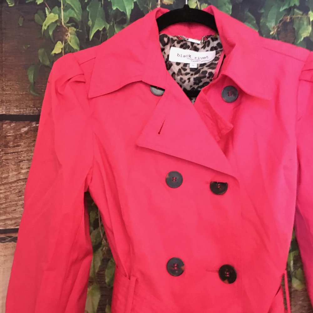 🌧Pink Trench Coat, Black Rivet - Picture 9 of 12